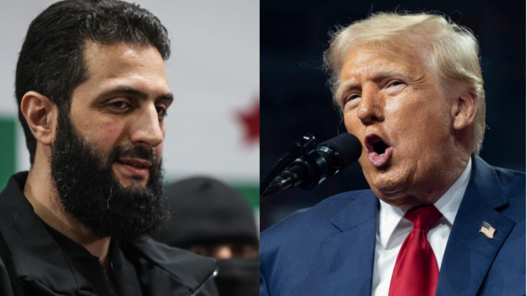 נשיא ארה"ב הנבחר דונלד טראמפ ומנהיג המורדים הסורים, אבו מוחמד אל-ג'ולאני. צילומים: AFP