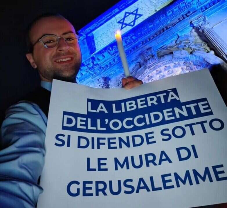 דון דומינגו אריאנו בהפגנה פרו ישראלית ברומא דון דומינגו אריאנו בהפגנה פרו ישראלית ברומא