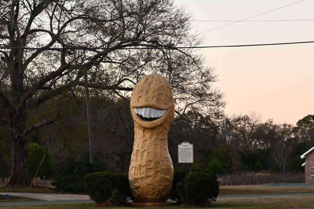 אנדרטת "הבוטן המחייך" לזכרו של נשיא ארה"ב לשעבר, ג'ימי קרטר. | Alex Wroblewski / AFP