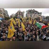 הפגנות תמיכה בפת"ח ברמאללה, אתמול. | AFP
