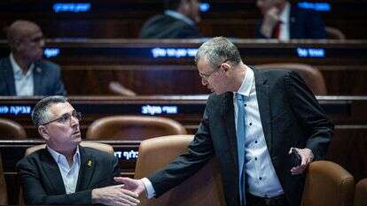 השרים יריב לוין וגדעון סער. | יונתן זינדל, פלאש 90