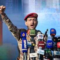 יחיא סריע, דובר החות'ים, בנאום נגד ישראל בצנעא | איי.אף.פי יחיא סריע, דובר החות'ים, בנאום נגד ישראל בצנעא | איי.אף.פי