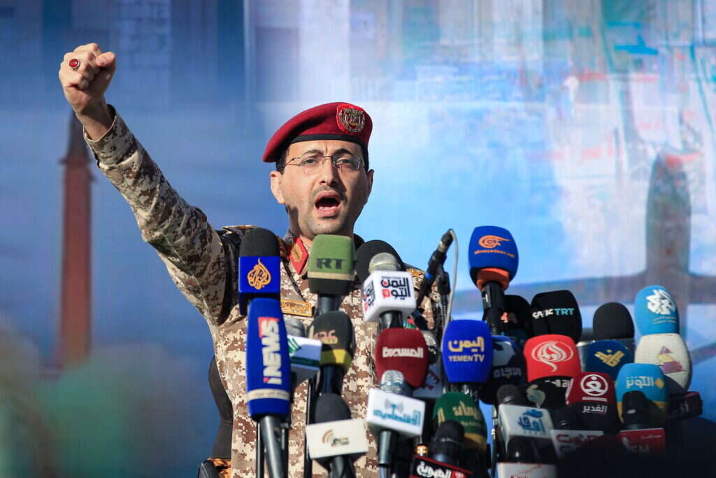 יחיא סריע, דובר החות'ים, בנאום נגד ישראל בצנעא | איי.אף.פי