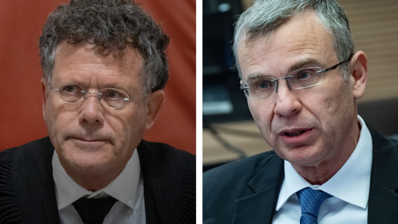 שר המשפטים יריב לוין והשופט יצחק עמית | יונתן זינדל, פלאש 90; חיים גולדברג, פלאש 90