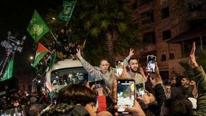 מחבלים פלסטינים משתחררים בביתוניא. | פלאש 90