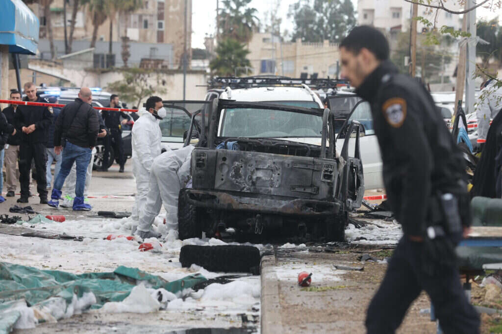 זירת פיגוע פלילי בלוד, פברואר 2023. | יהונתן שאול זירת פיגוע פלילי בלוד, פברואר 2023. | יהונתן שאול