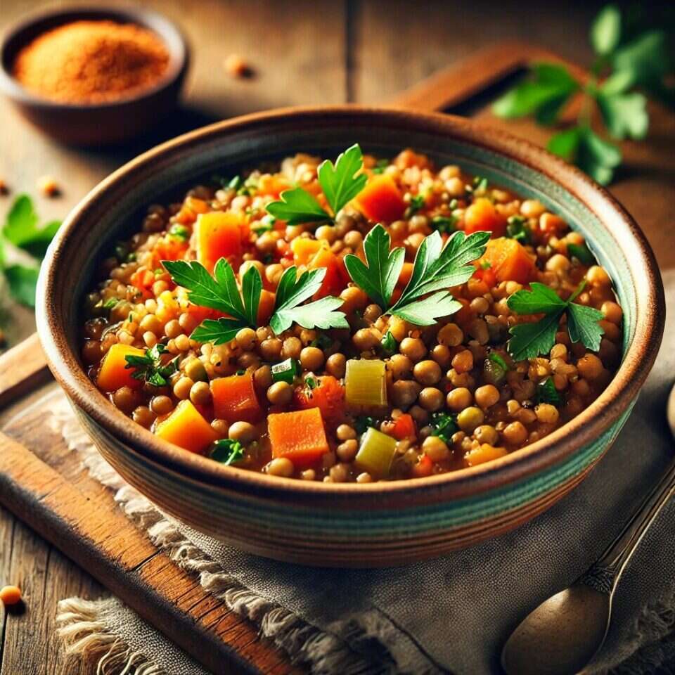 תבשיל עדשים ובורגול חלי ממן. באדיבות חלי ממן. | יחצ