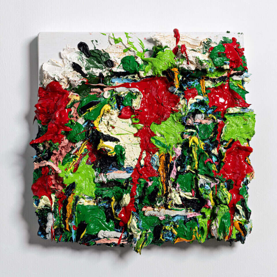 הרן כסלו, "אורנים", שמן על עץ, 2024 הרן כסלו, "אורנים", שמן על עץ, 2024