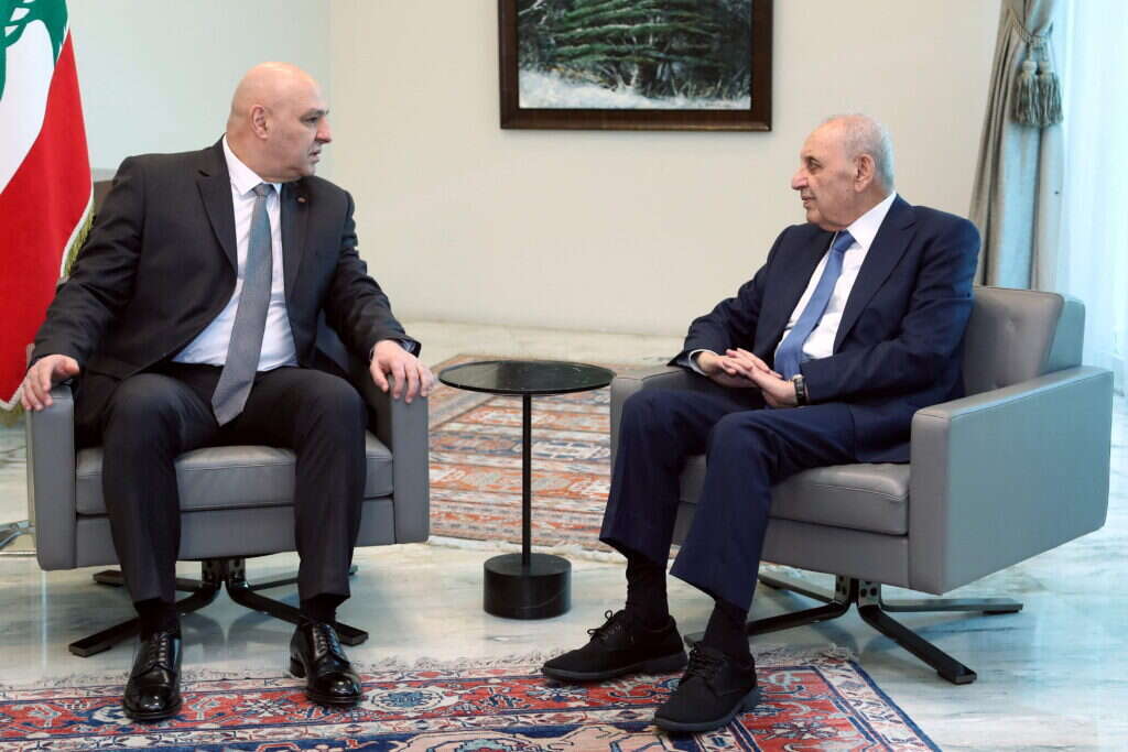 נשיא לבנון ג'וזף עאון ויו"ר הפרלמנט נביה ברי. | AFP