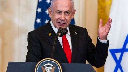 רה"מ נתניהו נואם בבית הלבן. | EPA