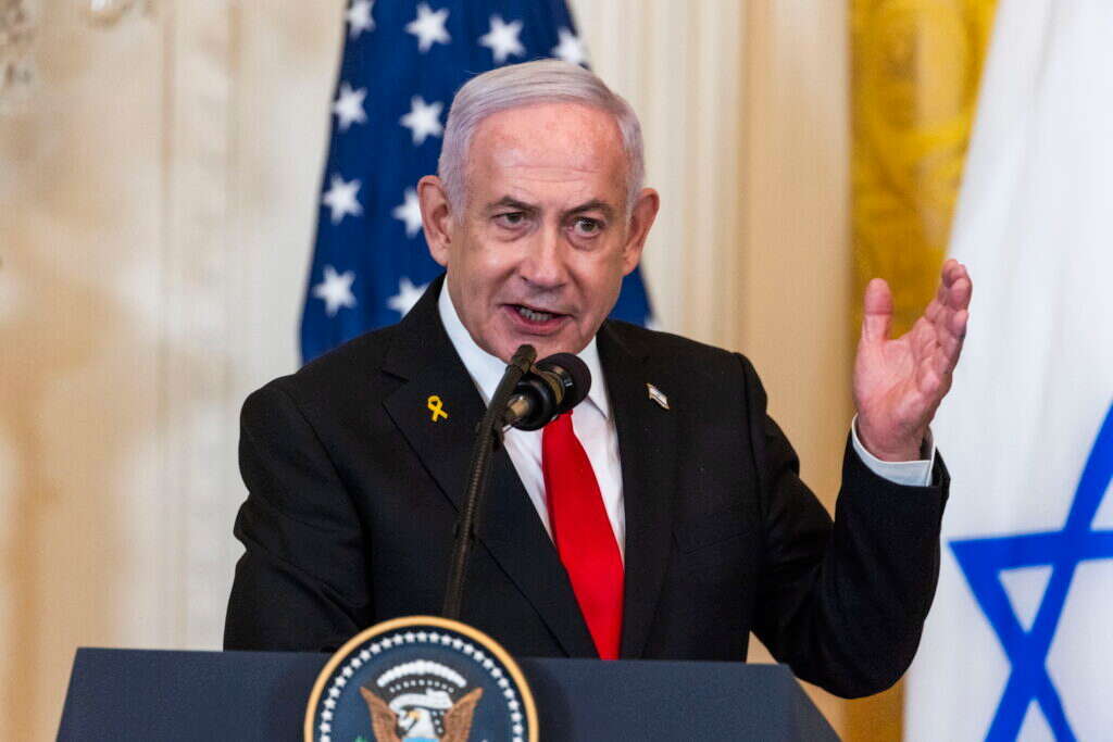 רה"מ נתניהו נואם בבית הלבן. | EPA