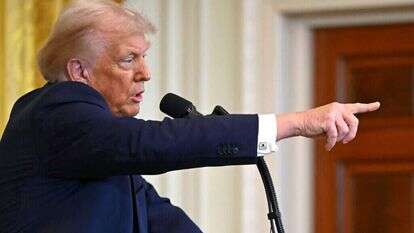 נשיא ארה"ב טראמפ נואם בבית הלבן. | AFP