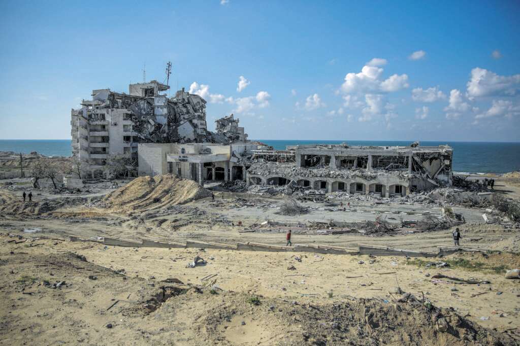 מלון אל־משטל בעזה שנפגע במהלך המלחמה. | AFP מלון אל־משטל בעזה שנפגע במהלך המלחמה. | AFP