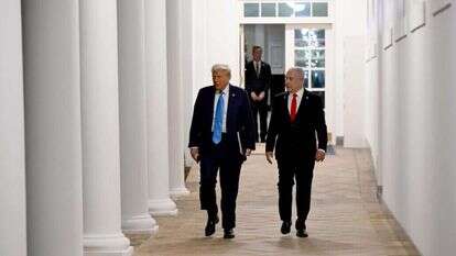 טראמפ ונתניהו במסיבת העיתונאים בבית הלבן, ביום שלישי. | אבי אוחיון, לע"מ