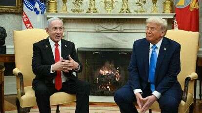 טראמפ ונתניהו במסיבת העיתונאים בבית הלבן. | EPA