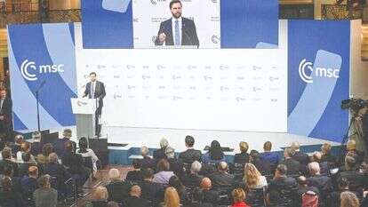 סגן נשיא ארצות הברית ג'יי־די ואנס בכנס הביטחון במינכן, לפני שבועיים. | AFP