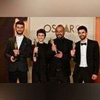 יוצרי "אין ארץ אחרת" בטקס פרסי האוסקר. | AFP