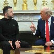 נשיא ארה"ב דונלד טראמפ ונשיא אוקראינה וולודימיר זלנסקי, בפגישתם בבית הלבן. | AFP