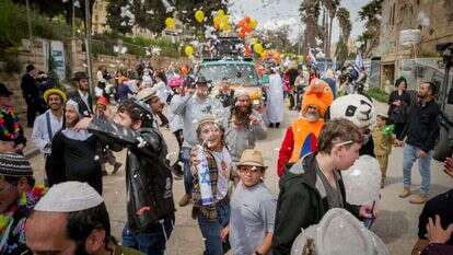 חגיגות פורים בחברון בשנה שעברה. | אריק מרמור, פלאש 90