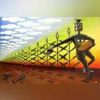 "הזורע", לפי ואן גוך, בסגנון פופ ארט, אקריליק על בריסטול, 1990