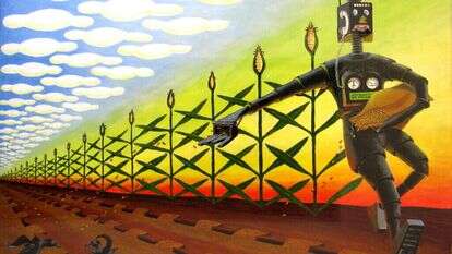 "הזורע", לפי ואן גוך, בסגנון פופ ארט, אקריליק על בריסטול, 1990