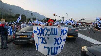 אם הרוב ינסה לעשות משהו שלא נראה למיעוט, הוא ישבור את הכלים. מפגין נגד הרפורמה המשפטית, מרץ 2023. | אייל מרגולין - ג'יני