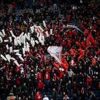 אוהדי בני סכנין במשחק נגד בית"ר ירושלים באיצטדיון טדי, 2022. פלאש 90