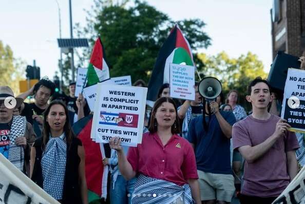 הפגנה אנטי-ישראלית באוניברסיטת WSU באוסטרליה. | מסך מאינסטגרם