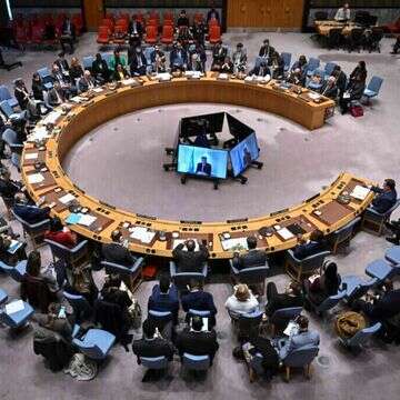מועצת הביטחון של האו"ם במהלך פגישה על עזה והמזרח התיכון. | AFP מועצת הביטחון של האו"ם במהלך פגישה על עזה והמזרח התיכון. | AFP