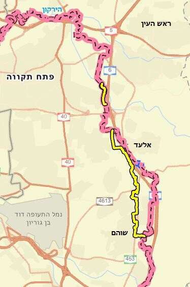 שינוי התוואי ממבט על. החברה להגנת הטבע