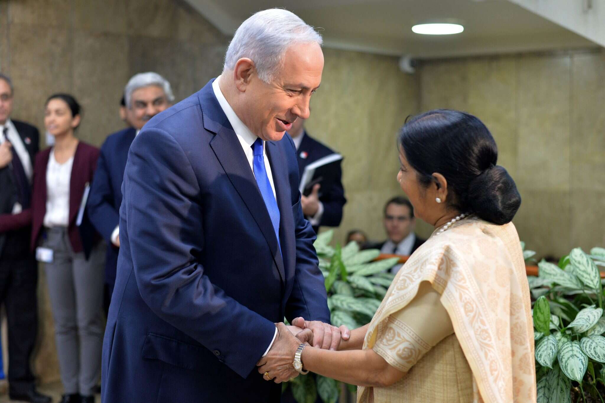 ראש הממשלה בנימין נתניהו נפגש עם שרת החוץ של הודו סושמה סווארג'. | קובי גדעון, לע"מ