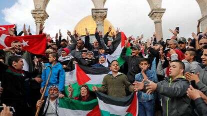 פלסטינים בהר הבית. | AFP
