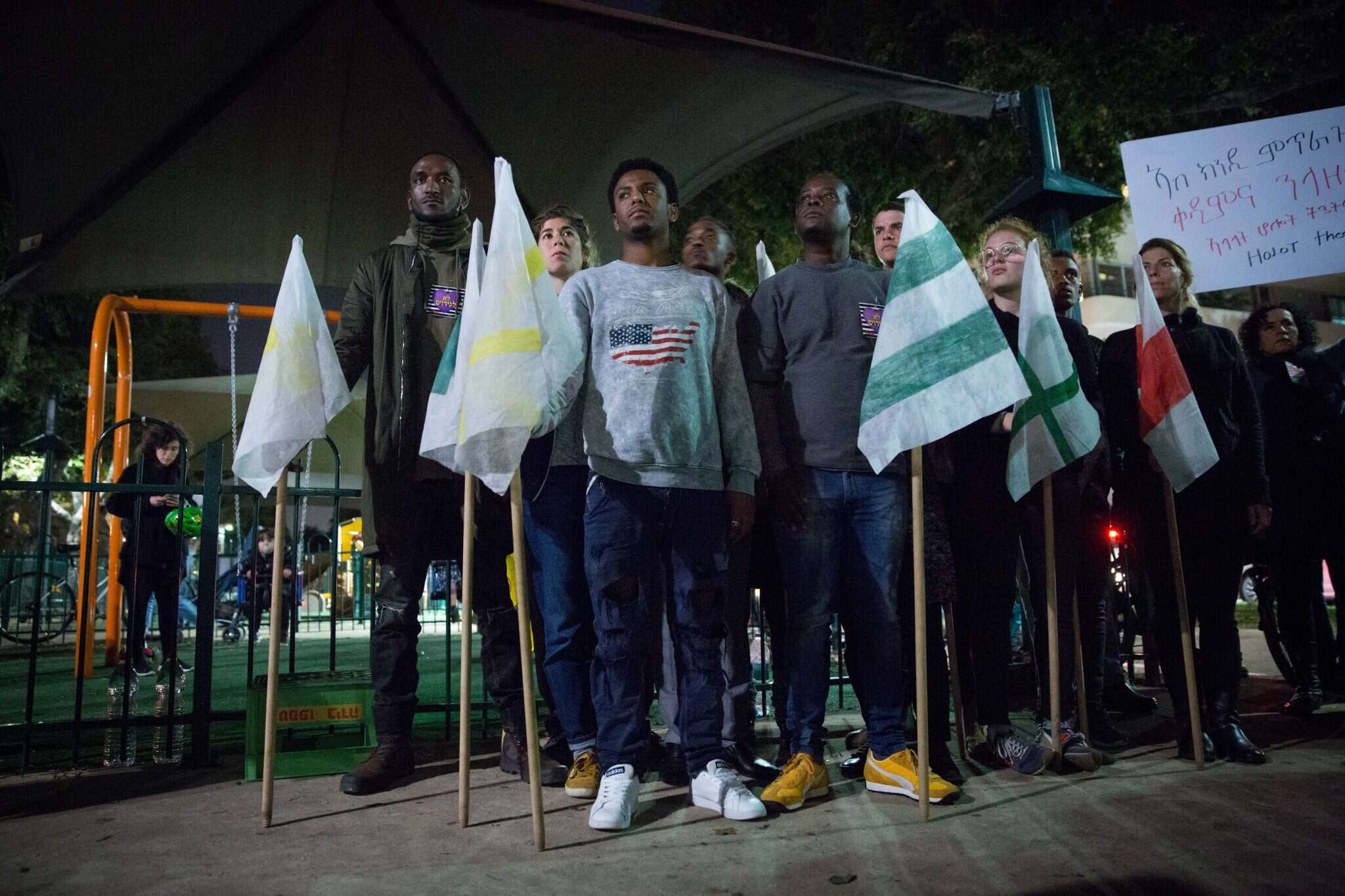 הפגנה בתל אביב נגד הוצאת מסתננים מישראל. | מרים אלסטר, פלאש90