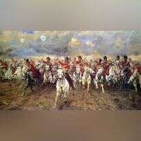 ציורה של אליזבת תומפסון משנת 1881, המציג את הסתערות הפרשים הכבדים בקרב ווטרלו