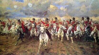 ציורה של אליזבת תומפסון משנת 1881, המציג את הסתערות הפרשים הכבדים בקרב ווטרלו ציורה של אליזבת תומפסון משנת 1881, המציג את הסתערות הפרשים הכבדים בקרב ווטרלו