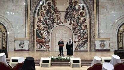 ראש הכנסייה הרוסית, הפטריארך קיריל והנשיא פוטין. | AFP