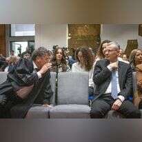 יריב לוין ויצחק עמית בטקס השבעת שופטים | חיים גולדברג, פלאש 90