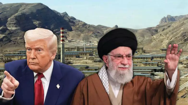 טראמפ וחמינאי. ברקע - תחנת הכוח האיראנית באיספהן | EPA, AFP