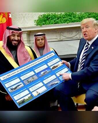 דונלד טראמפ בפגישה עם מוחמד בן סלמאן בבית הלבן, 2018. | EPA