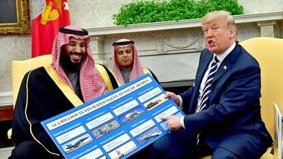 דונלד טראמפ בפגישה עם מוחמד בן סלמאן בבית הלבן, 2018. | EPA