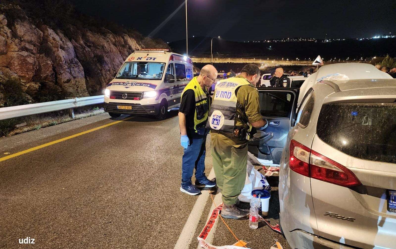 זירת פיגוע הירי בצומת ברוכין | זק"א