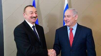 בנימין נתניהו לוחץ יד לנשיא אזרבייג'ן, אילהם אלייב | עמוס בן גרשום לע"מ