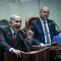 נתניהו נואם במליאת הכנסת, היום | יונתן זינדל, פלאש 90