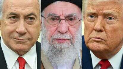 עם כלביא: הנשיא טראמפ, מנהיג איראן חמינאי, ראש ממשלת ישראל נתניהו | AFP