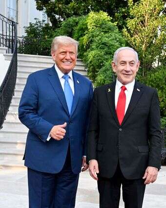 ראש הממשלה בנימין נתניהו ורעייתו שרה עם נשיא ארה"ב דונלד טראמפ בבית הלבן | אבי אוחיון - לע"מ