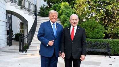 ראש הממשלה בנימין נתניהו ורעייתו שרה עם נשיא ארה"ב דונלד טראמפ בבית הלבן | אבי אוחיון – לע"מ
