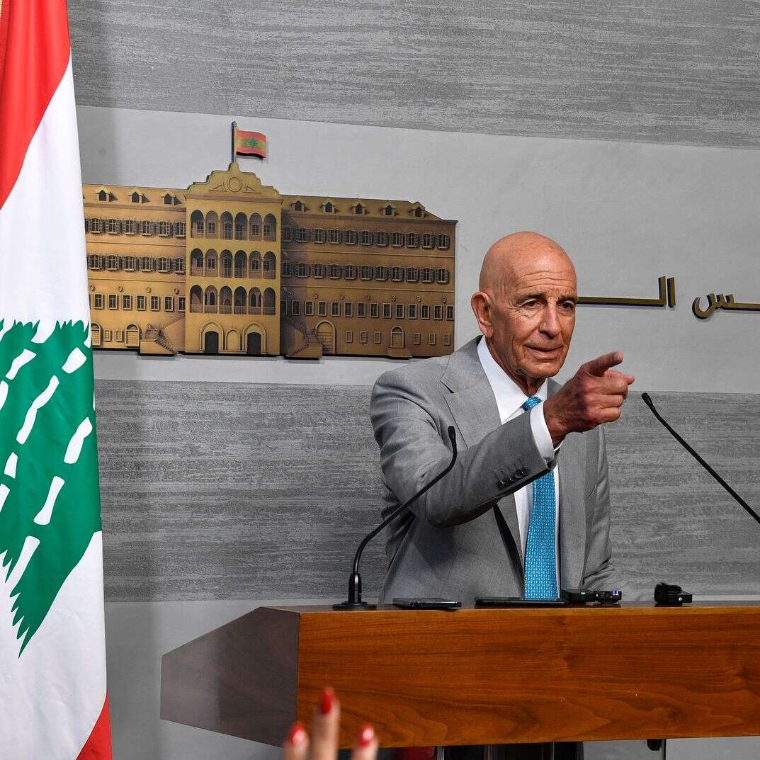 גריר ארה"ב בטורקיה ושליח מיוחד לסוריה תומאס בראק נואם במסיבת עיתונאים בארמון הממשלה בביירות | EPA