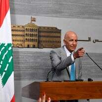 גריר ארה"ב בטורקיה ושליח מיוחד לסוריה תומאס בראק נואם במסיבת עיתונאים בארמון הממשלה בביירות | EPA