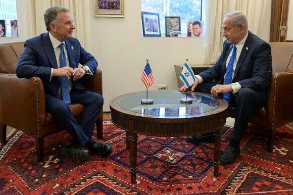 נתניהו עם עם שליחו המיוחד של טראמפ למזרח-התיכון, סטיב ויטקוף | מעיין טואף, לע"מ