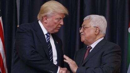 דונלד טראמפ ואבו מאזן. | איוון ווסי / AP דונלד טראמפ ואבו מאזן. | איוון ווסי / AP